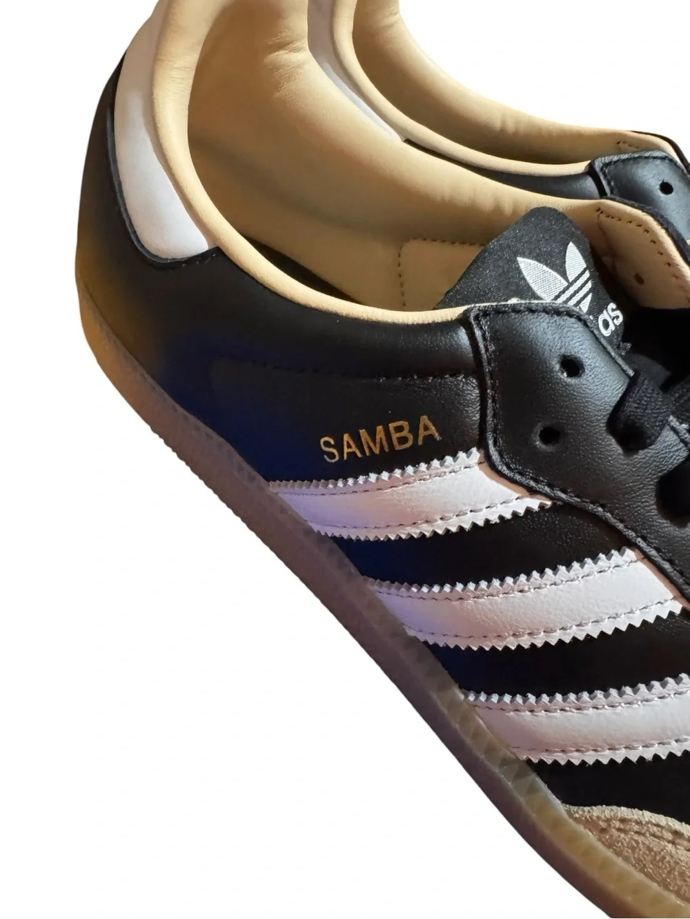 Men’s Original Adidas Samba Black, White & Tan Sneakers Size 10.5